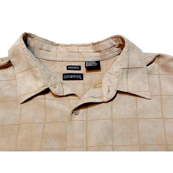 George Sueded Mens Shirt Button Front 2 Pocket Long Sleeve Big & Tall Size 2XL - Picture 3 of 6